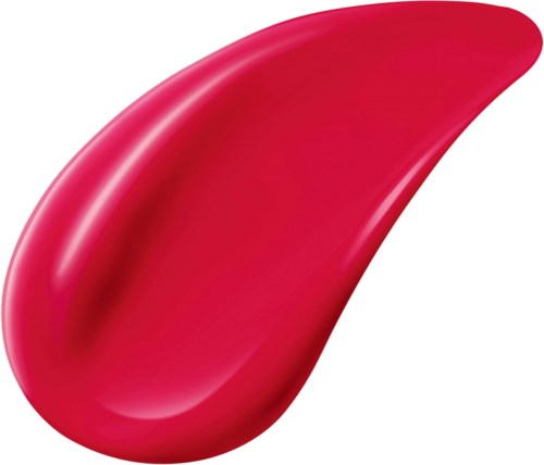 Ett ljust rosa, glansigt, böjt föremål med slät yta och spetsig ände.