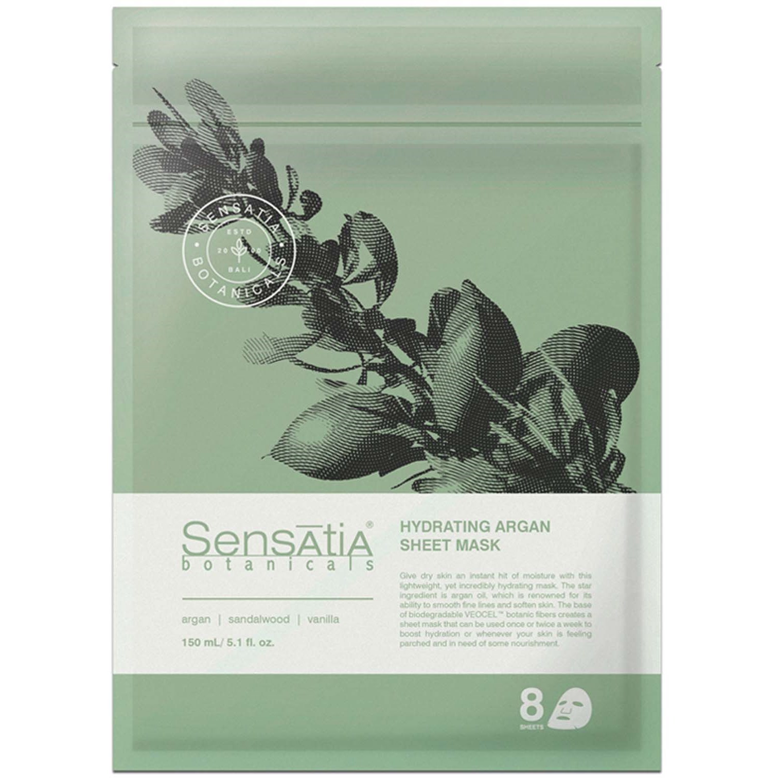 Bilde av Sensatia Botanicals Hydrating Argan Sheet Mask – 8 Masks