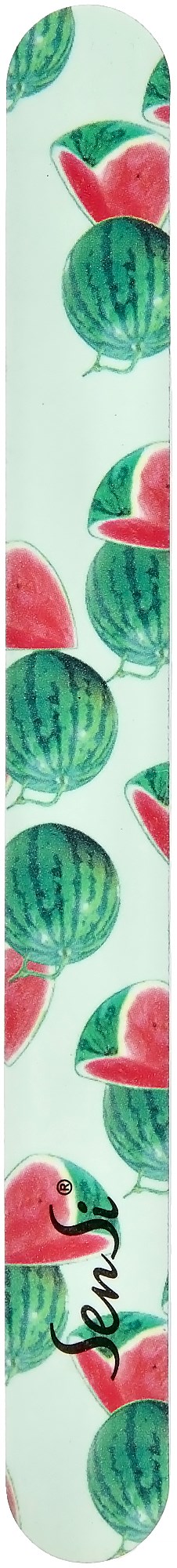 A colorful illustration of flamingos and watermelons with a playful word at the bottom.