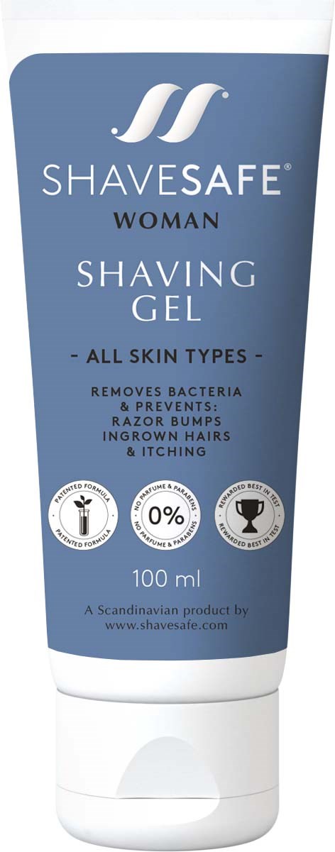 En barbergel til kvinder, til alle hudtyper, hjælper med at forhindre bakterier, barberknopper og kløe.