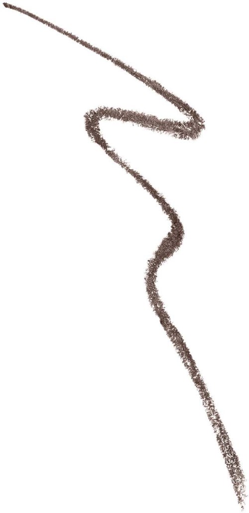 A simple, curly line drawn with brown crayon on a white background.