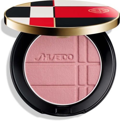 Rosa Rouge-rote in Kompakt mit vier Quadranten und Shiseido-Logo geprägt innen.