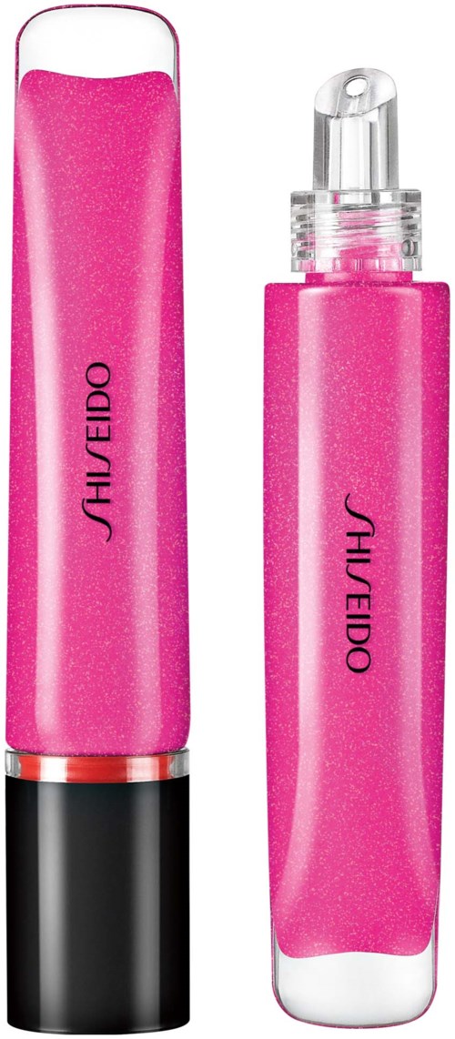 To rosa leppglansrør med svarte og sølvfargede lokk, merket Shiseido på dem.