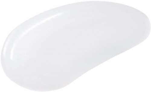 En vit, rund, slät tvål eller kosmetiskt produkt i oval form.