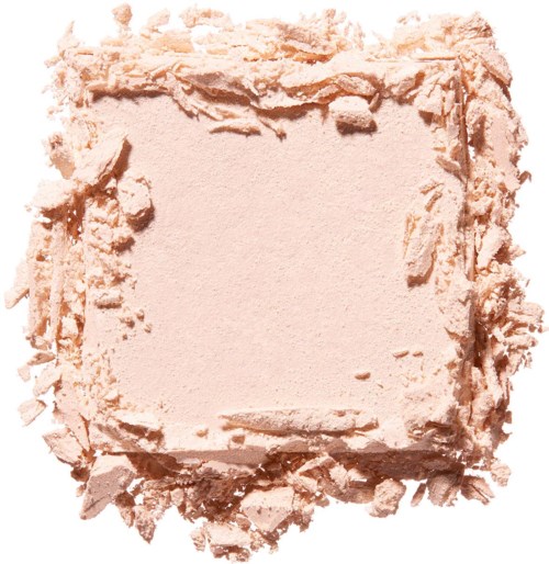 Ljusrosa pulver eller smulig makeup i en kvadrat med ojämna kanter.