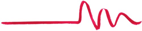 Logo ma czarno-białe części z czerwoną falistą linią i małym kształtem serca.