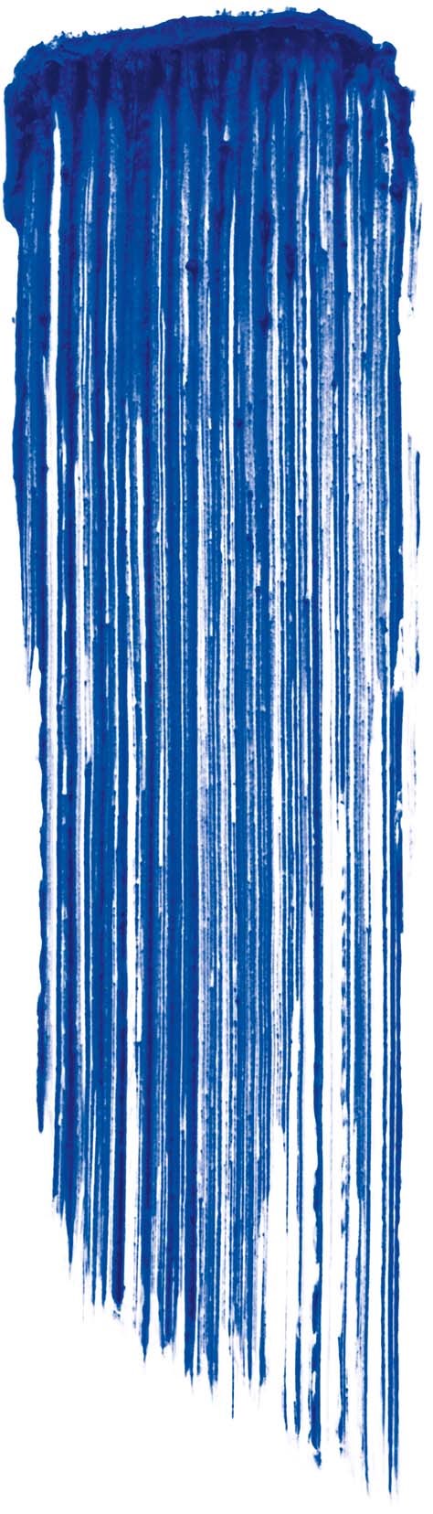 Tjocka blå vertikala penseldrag på en vit bakgrund skapar ett texturerat, abstrakt mönster.