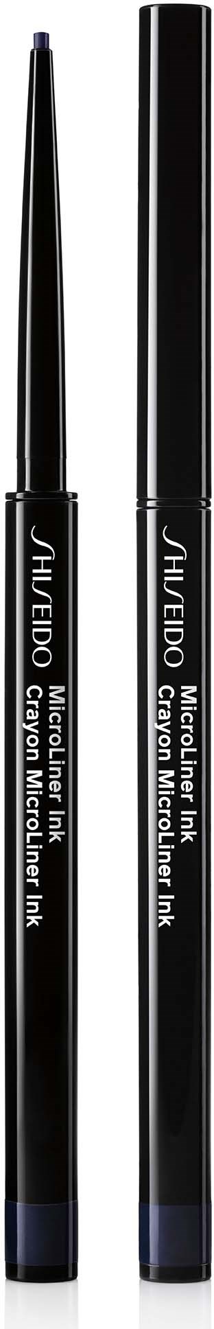 A black eyeliner pencil and its box are shown, both with white text and a sleek design.