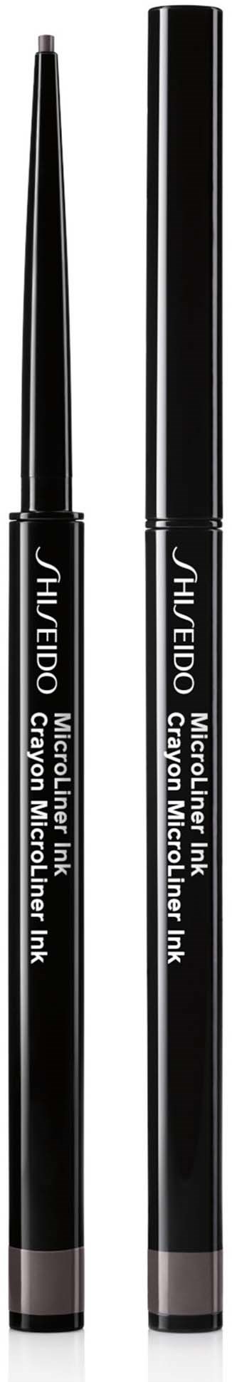 Two black liquid eyeliner pens with pointed tips and black caps stand side by side.