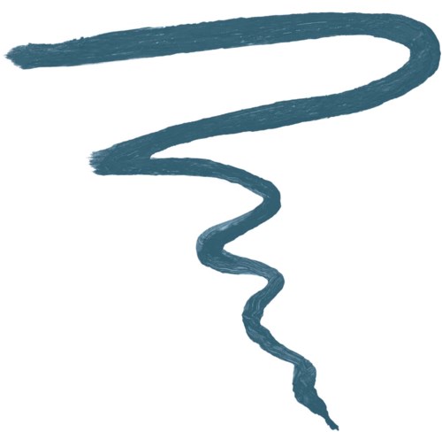 A blue spiral or swirl drawn with a thick brush stroke. It curves downward, ending in a point.