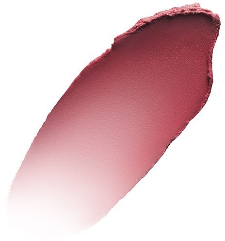 En rosaaktig rød makeup- eller leppestiftprøve med glatt, jevnt utseende og en gradient som går fra mørkt til lyst.