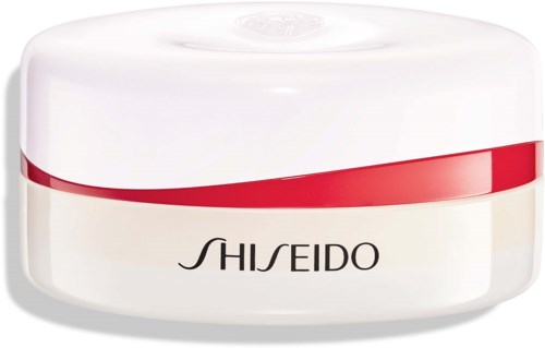 Valkoinen rasia, jossa on punainen raita ja Shiseido-logo. Todennäköisesti ihonhoitotuote.