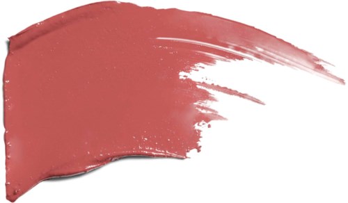 En tykk, buet rosa-brun malingsstrøk på en hvit bakgrunn.
