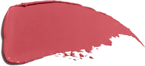 En remsa av rosa läppstift med ojämna kanter och smutsig på vit bakgrund.