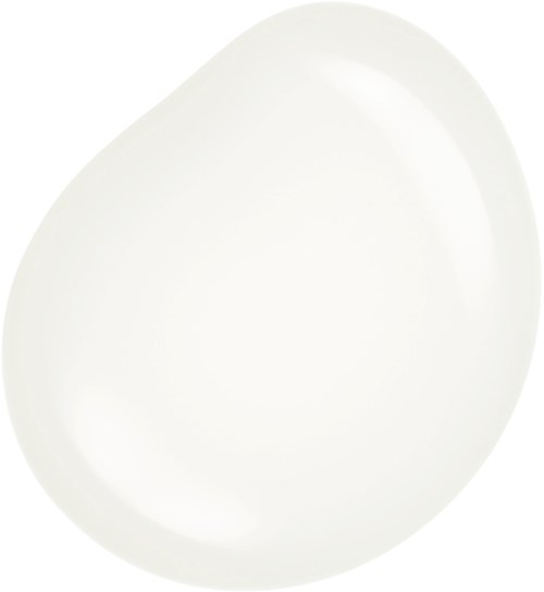 Ett vanligt vitt ägg med slät yta och oval form.