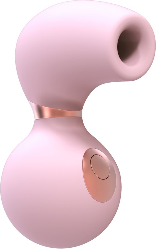 A small, pink, rounded device with a large opening and a button, looking like a compact gadget.