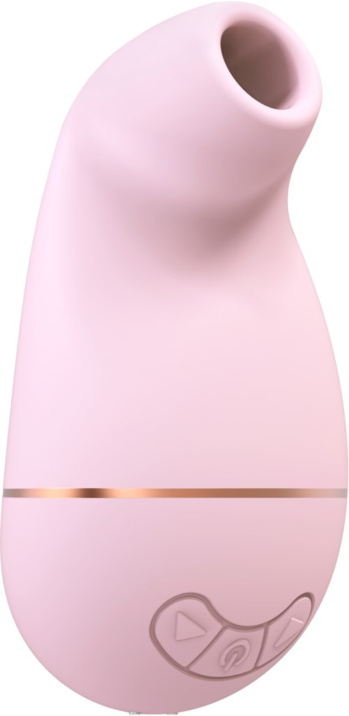 Et rosa, rundt objekt med en stor åpning øverst og kontrollknapper, sannsynligvis en personlig pleieenhet.