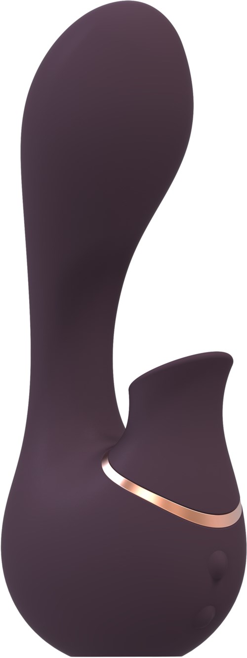 En elegant, svart, buet enhet med en lyssende ring, sannsynligvis et personlig pleie- eller vibrator-nummer.