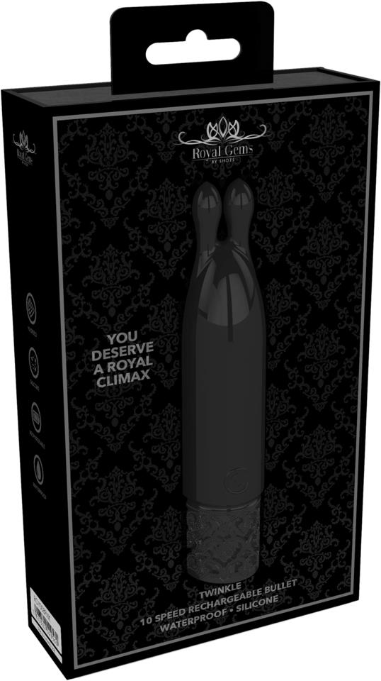 Shots Royal Gems Twinkle Rechargeable Silicone Bullet Black