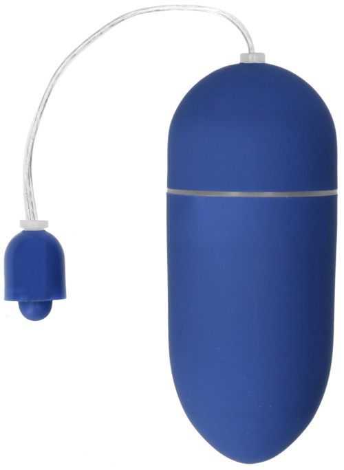 En blå kapsellignende enhet med en mindre del koblet til med en fleksibel tube, minner om en kapsel eller lommegadget.