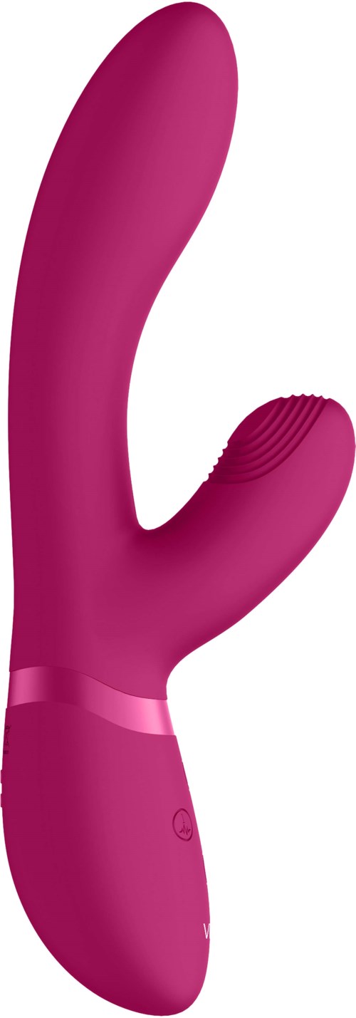 Ein pinker, gebogener Vibrator mit Steuerknopf, für persönliche Lust und intime Nutzung.