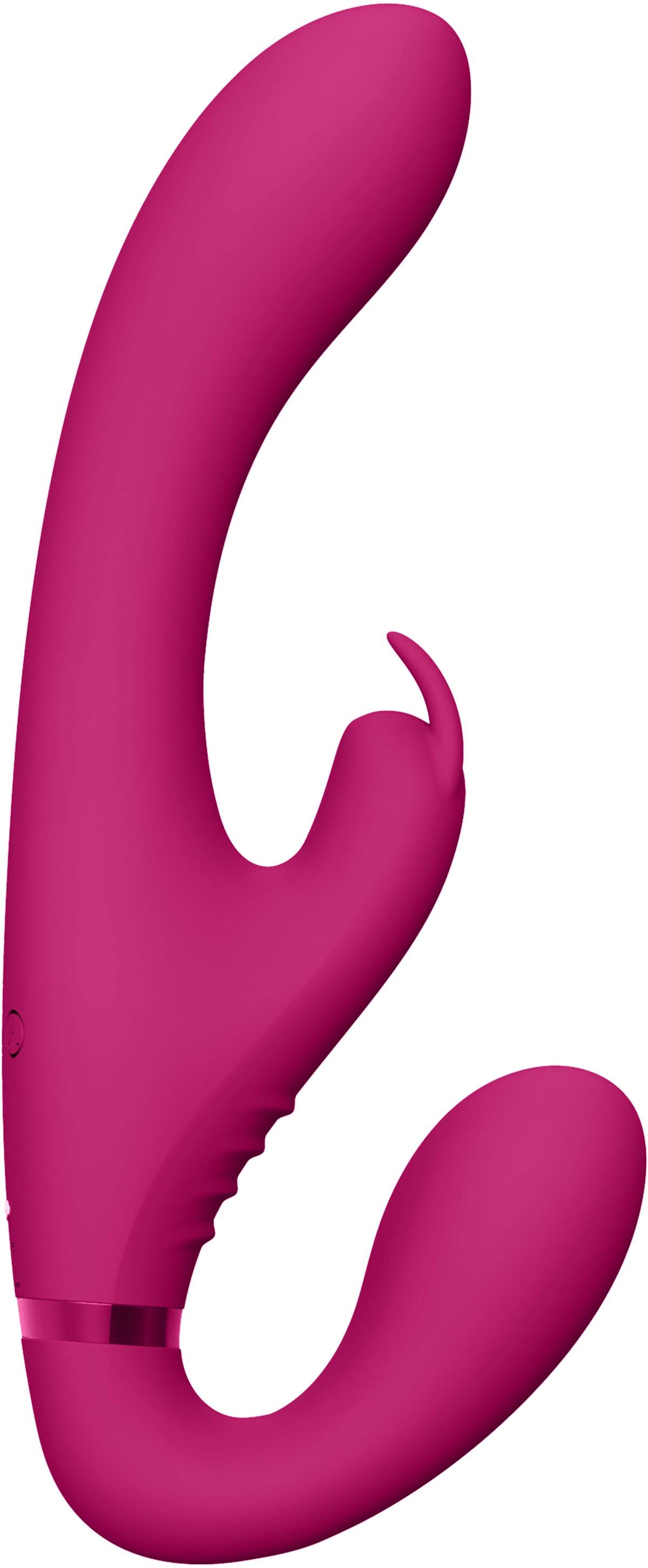 Shots Vive Suki Vibrating Strapless Strap On Rabbit Pink 2337