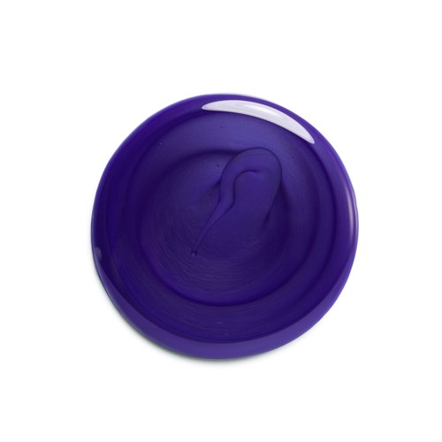 A round, purple object with a shiny surface and a swirl pattern in the middle.