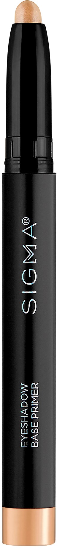 Musta kynä, jossa vaaleanruskea pää, merkitty Sigma Eyeshadow Base Primer, käytetään silmämeikkiin.