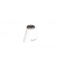 A white spray bottle with a black spray nozzle on top.