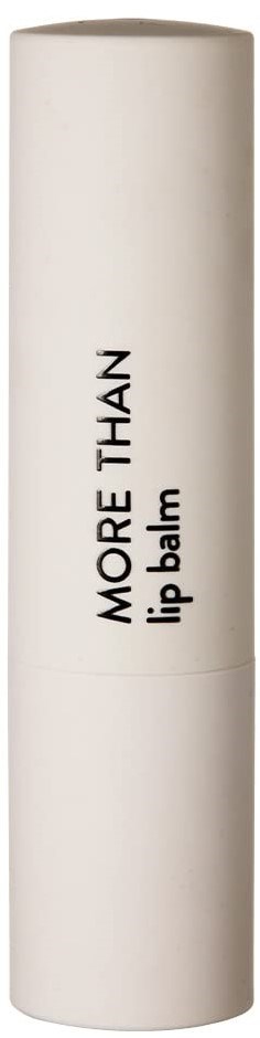 En vit läppbalsamrör med texten "MORE THAN lip balm" på.