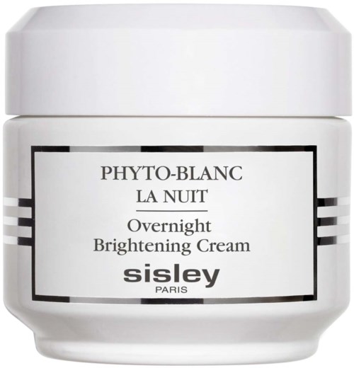 En vit burk märkt 'Phyto-Blanc La Nuit Overnight Brightening Cream' av Sisley Paris.