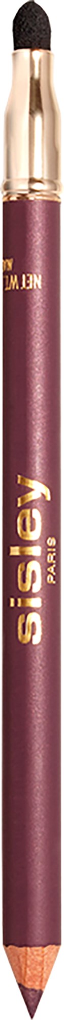 A purple pencil with a gold name and a black eraser tip.