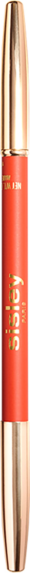 En rød og gull kulepenn med merket 'bIC' på, stående vertikalt.