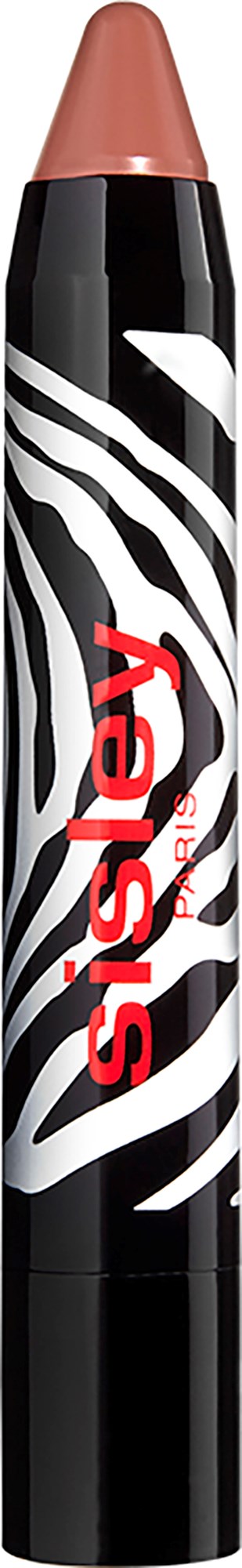 A black and white striped marker with a light brown cap and red letters spelling 'shelly' on it.