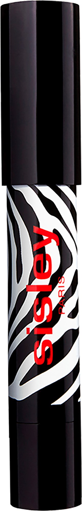 En svart og hvit zebra mønstret tube med den røde og hvite "Sisley" logoen i midten.