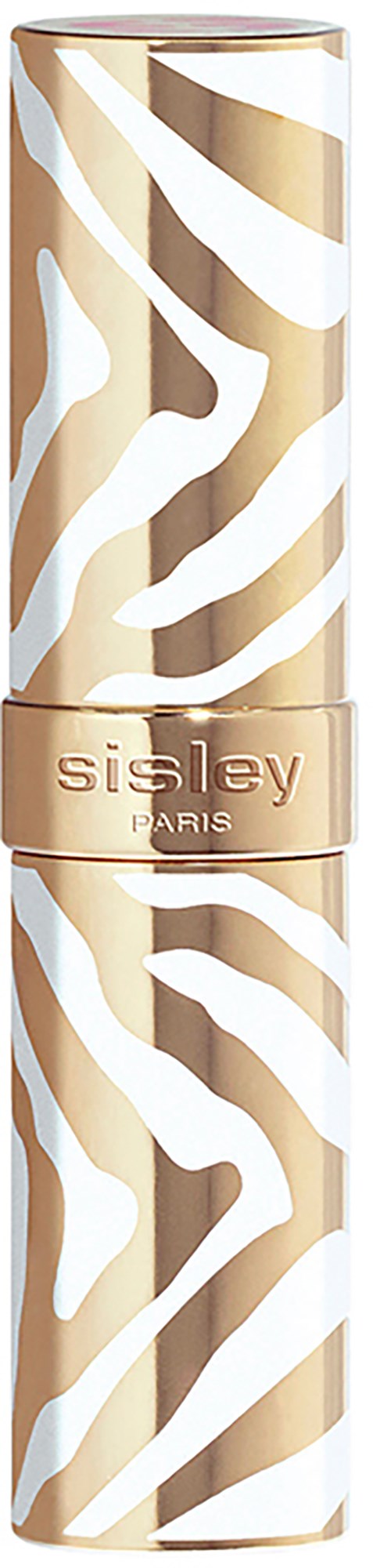 En leppestift med zebra-mønster i hvitt og beige, merket Sisley Paris.