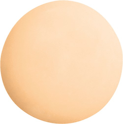 A large, round, beige-colored object with a smooth surface, resembling a simple, flat sphere.