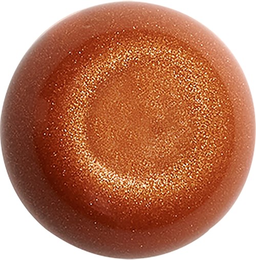 En glänsande, rund, orange-gul boll med en glittrig yta.