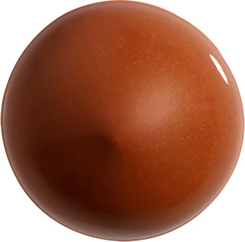 En glat, rund, brun genstand, der ligner en chokolade eller bold.