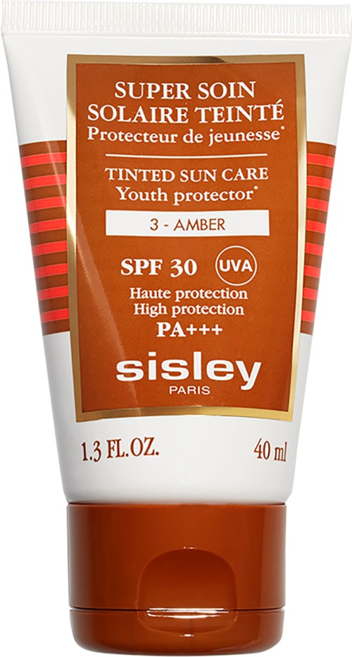 Auringonsuojavoidetuubi merkinnällä 'Sisley', SPF 30, UVA-suoja, nuorille tarkoitettu ja sävy Amber.