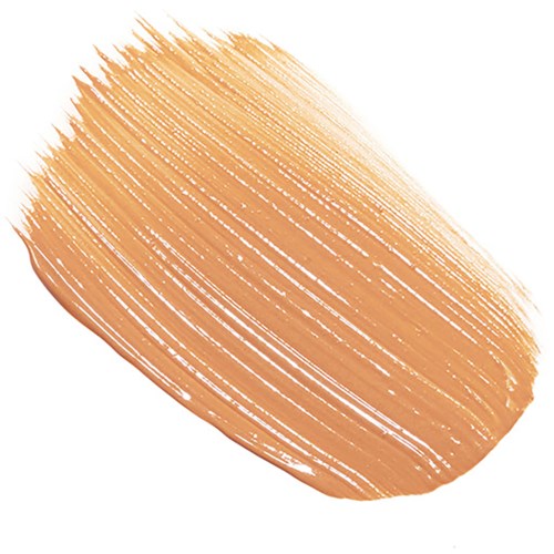 Beige tai vaaleanruskea sivellin jälki valkoisella taustalla, näyttää tekstuuria ja kaarevia vetoja.