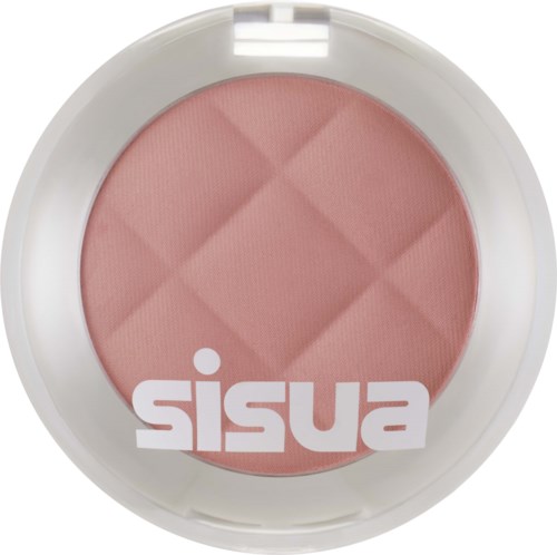 Vaaleanpunainen poskipuna, jossa on ruudullinen kuvio ja teksti "sisu" edessä.