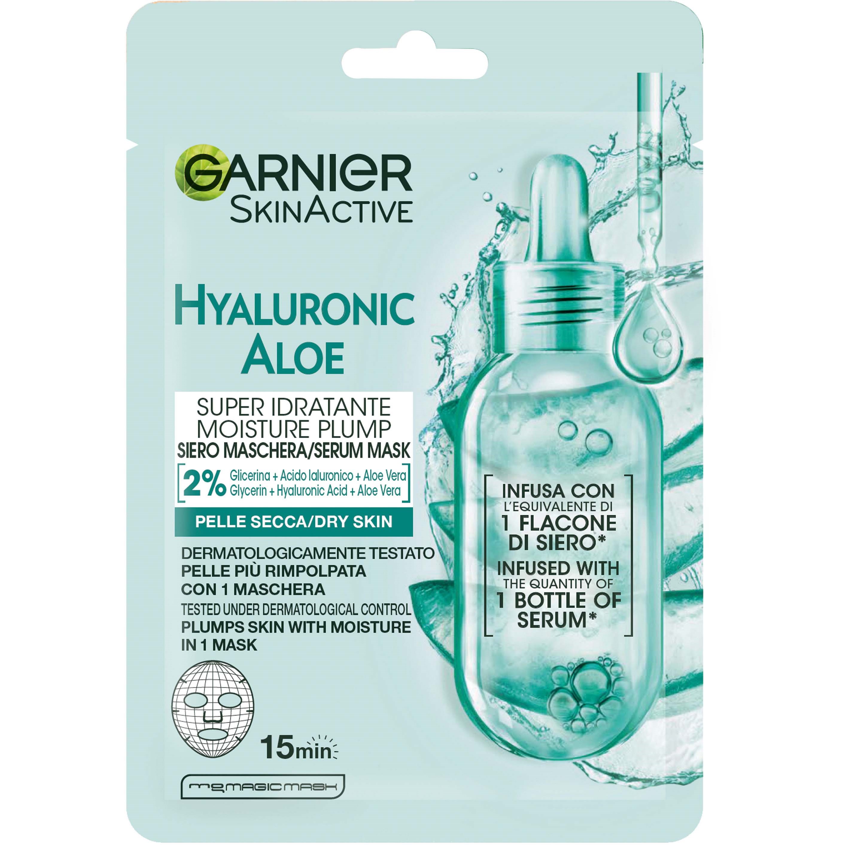 Garnier SkinActive Hyaluronic Aloe Super Idratante Moisture Plump Sheet Mask for Dry Skin 28 g