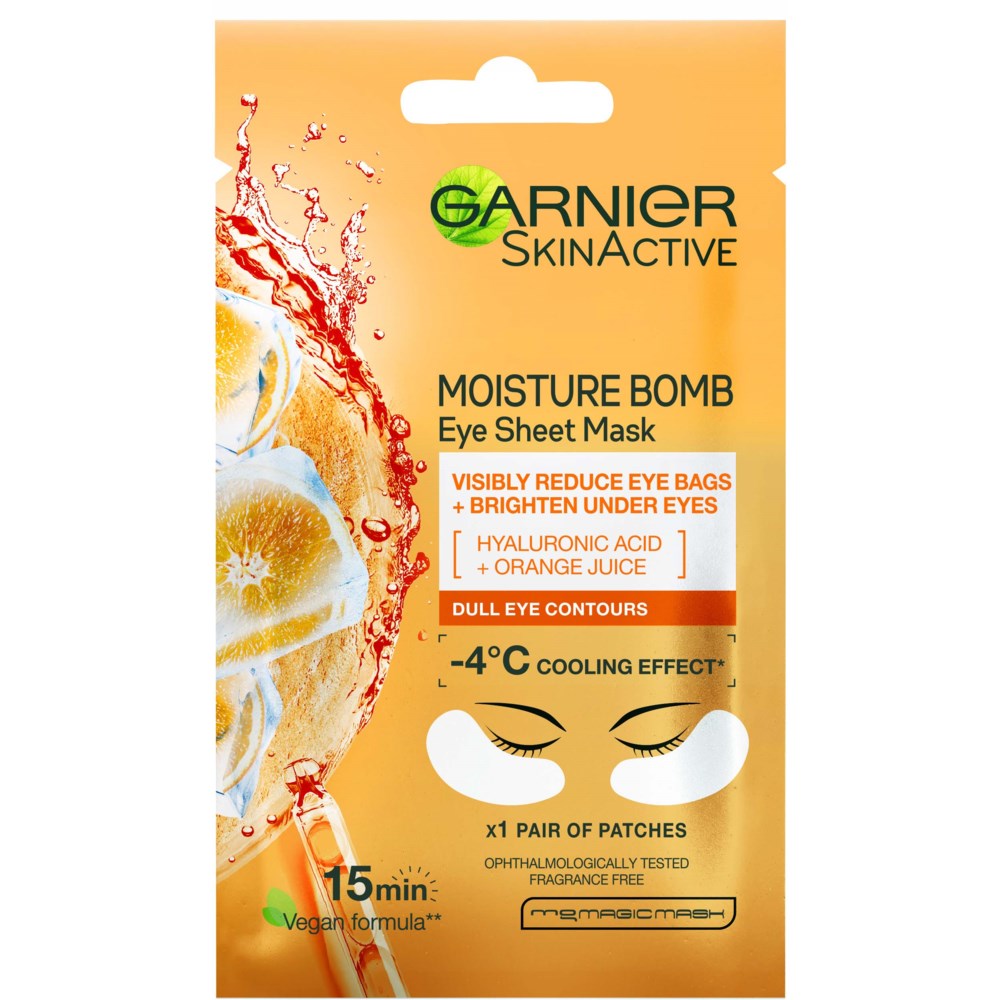 Garnier Garnier SkinActive Moisture Bomb Hyaluronic Acid + Orange Juice Eye Sheet Mask for Dull Eye Contours