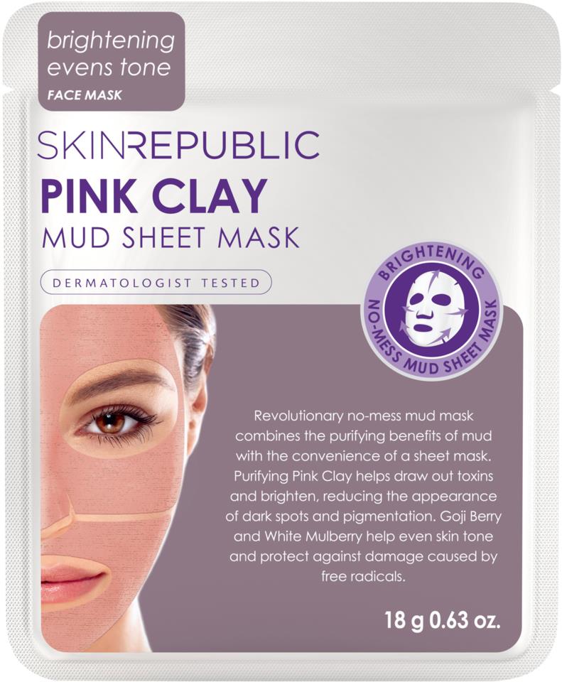 Skin Republic Pink Clay Mud Sheet Face Mask 18g