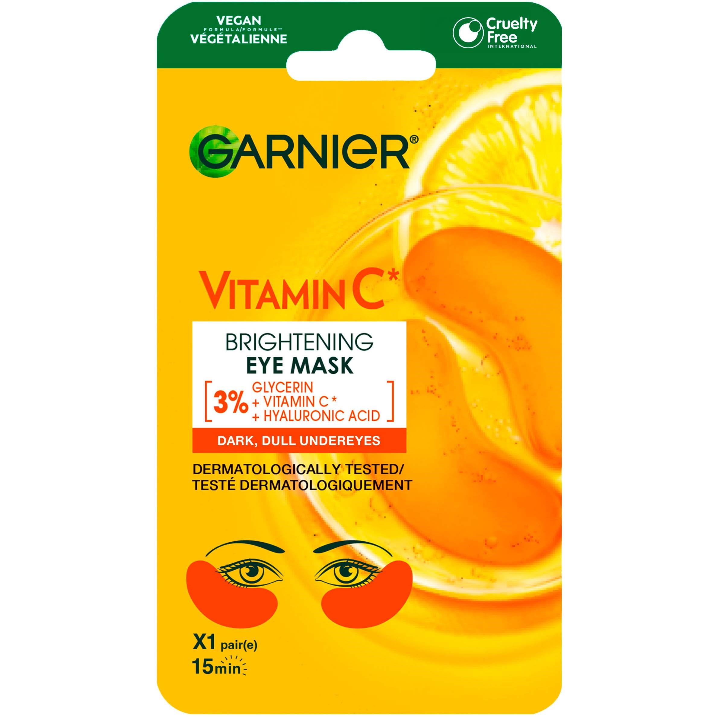 Garnier SkinActive Vitamin C* Brightening & Glow Boosting Eye Sheet Mask for Dark, Dull Undereyes 5 g
