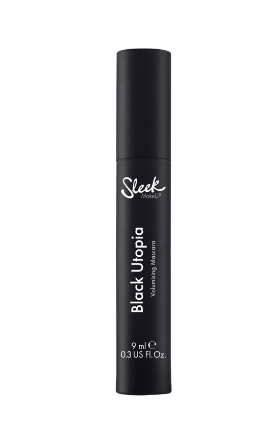 En sort rør med Sleek Makeup Black Utopia volumengivende mascara med sort låg.