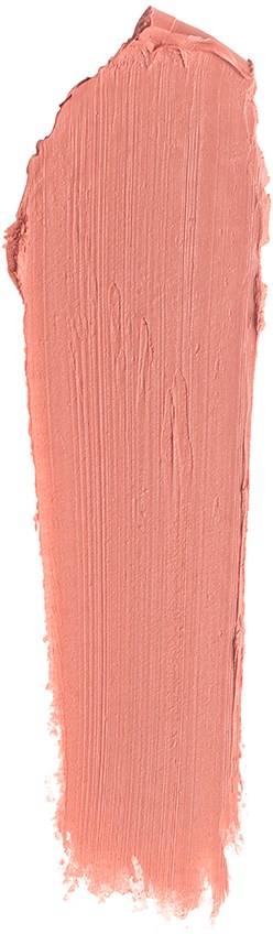 En stripe av rosa-beige leppestift eller maling på en hvit bakgrunn.