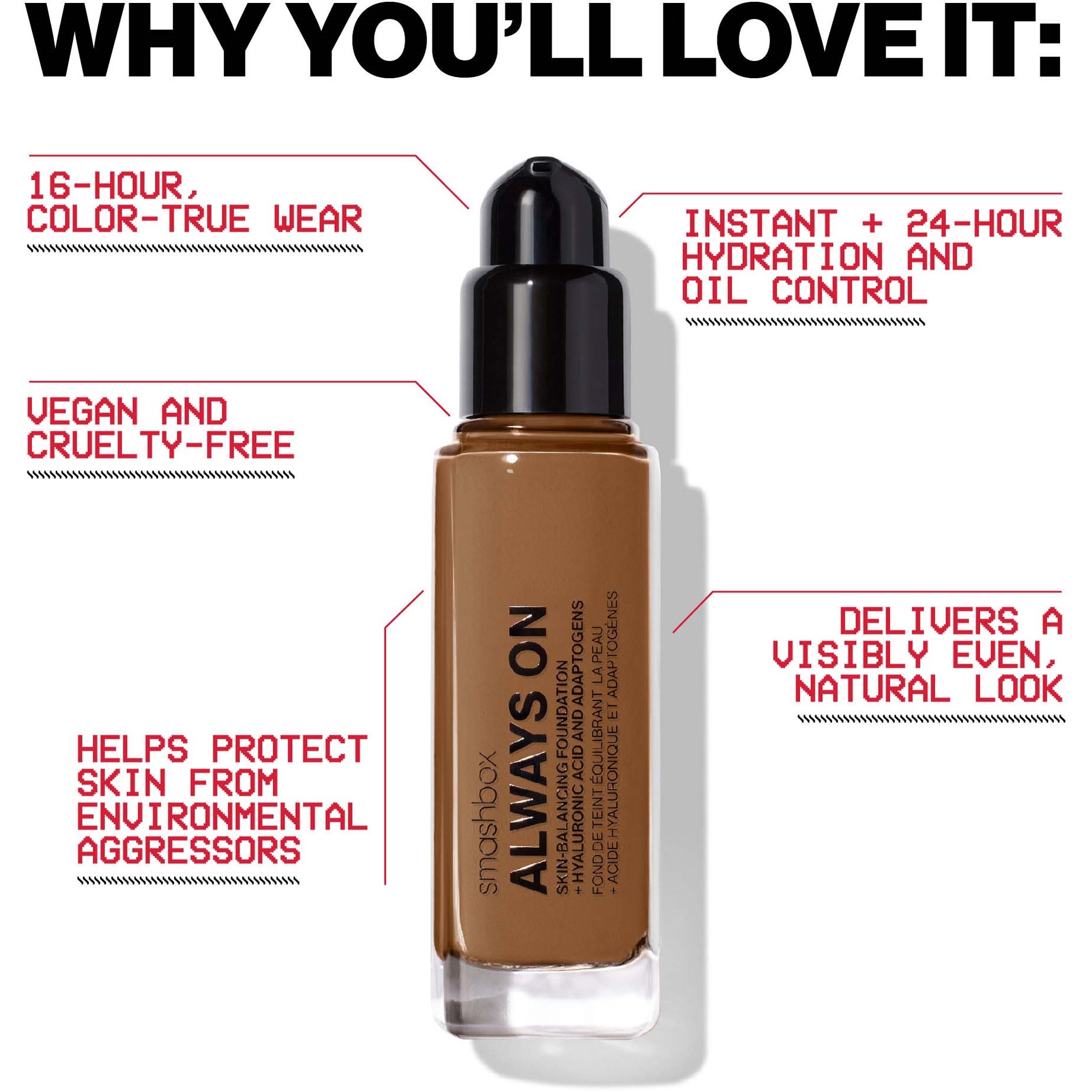 Smashbox Always On Skin Balancing Foundation D10N (obrázok 4)