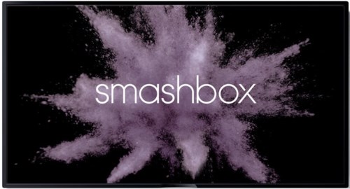 En logotyp med lila explosionbakgrund och ordet 'smashbox' i mitten.